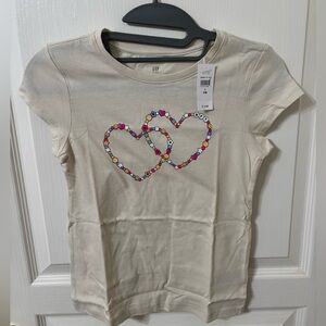 GAP girls Cream BFF Heart T-Shirt size large